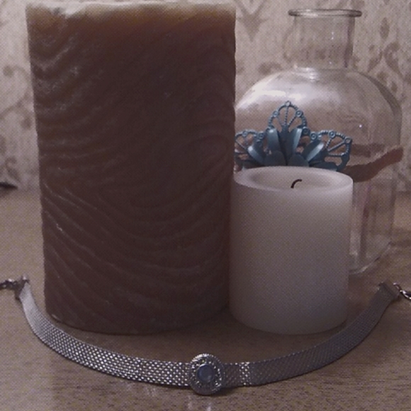 Mesh silver chocker w/ Sky blue stone - Picture 8 of 9